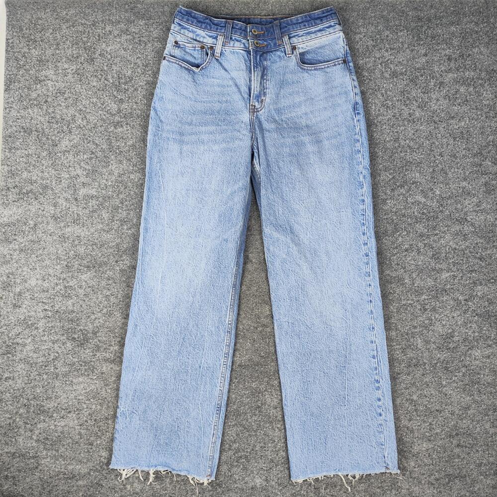 Abercrombie & Fitch 90s Relaxed Jeans Womens 8R Light Wash High Rise Raw Hem